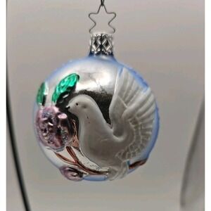 Vintage INGE-GLASS German Christmas Ornament / LOVEY DOVE  (451)